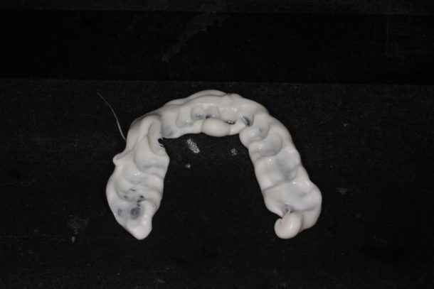 Thin blue mousse bite